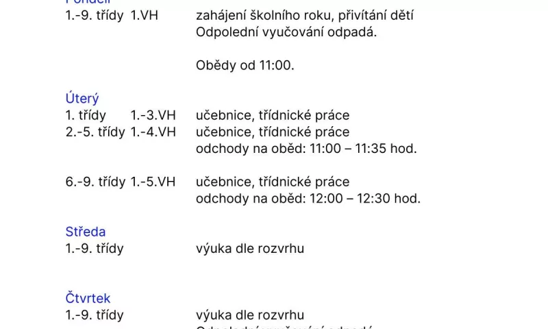 Organizace prvního týdne 25-26