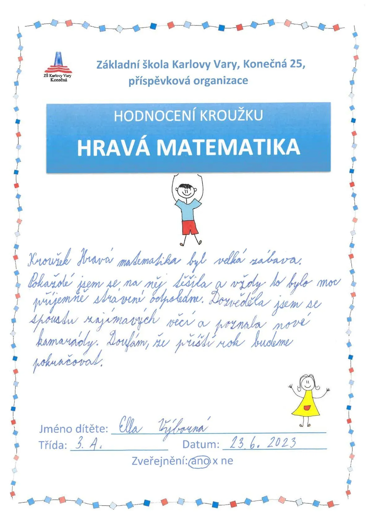 Hravá matematika - hodnocení 